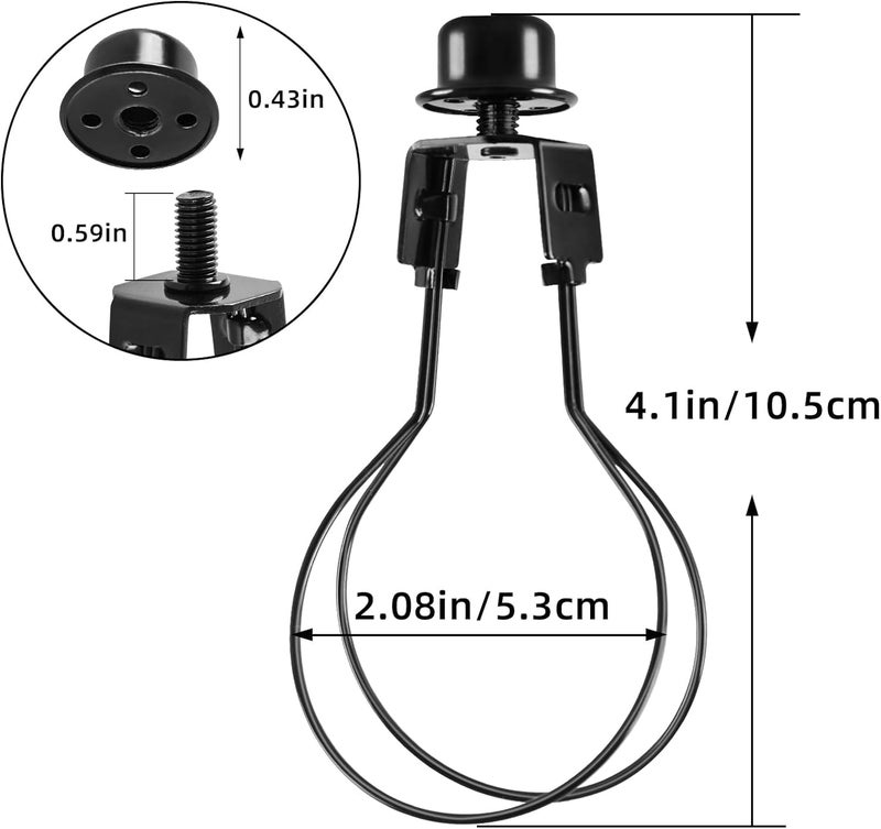 OmiSun Lamp Shade Light Bulb Clip Adapter, Clip on Lampshade Adapter Includes Finial and Lampshade Levellers to Keep Lamp Shade in Place, Lamp Shade Holder for Clip On Light Bulbs Black 2 Pack - Image 2